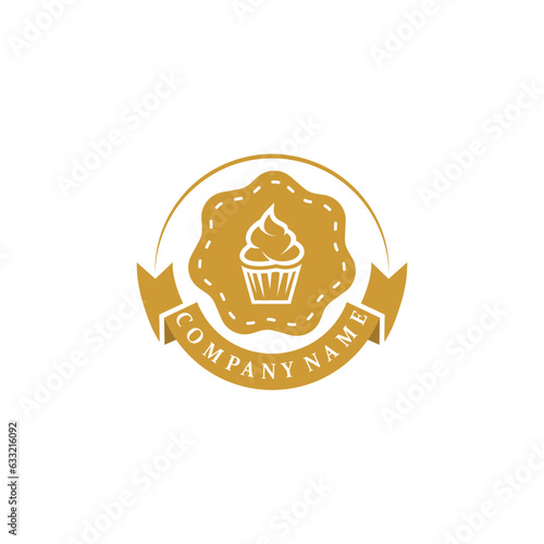 Delicious cupcake dessert in white background and white colors, vector . logo design. Bakery logo design