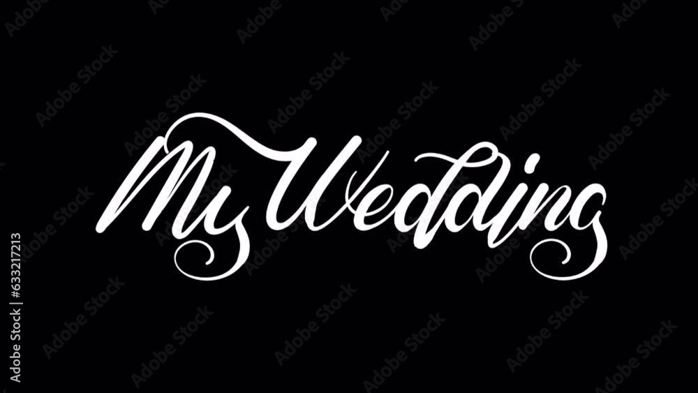 my wedding text animation with liquid trail, wedding tittle, 4k video animation