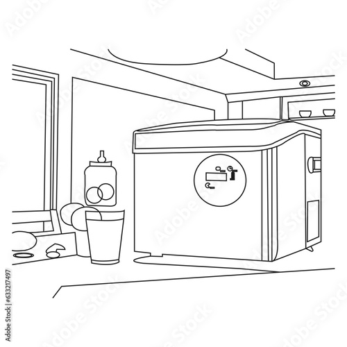 ice maker machine Commercial Restaurant Bar Cold Drink, instant ice machine maker pellet countertop ice maker,  ice Making Machine Snowflake Shaved Continuous Snowflake Maker, vector illustration