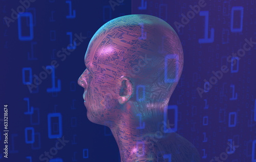 人工知能搭載の男性アンドロイドの3Dイラスト