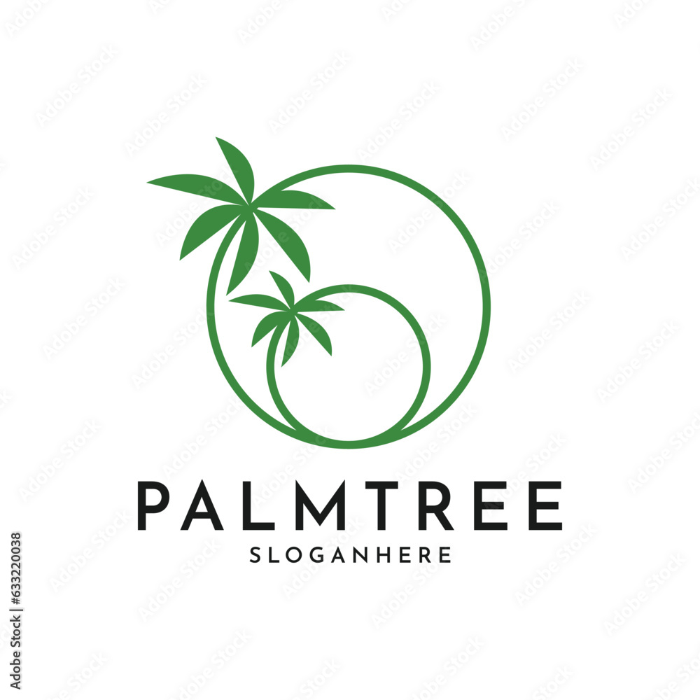 Palm tree logo design creative idea with circle Palm tree logo design creative idea with circle