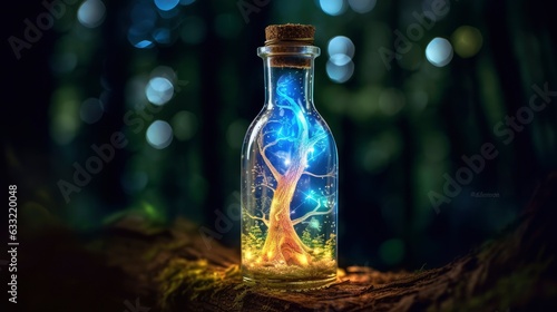 
((Lightning in a bottle)), (enchanted forest background) realistic photography, nikon d 850, dreamlike, art, colourful nature, pastels, full bottle, hyper detailed, photorealism by greg rutkowski, |  photo