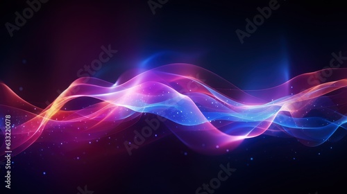Fondo futurista abstracto con líneas de onda de alta velocidad en movimiento de neón con colores randon brillante y luces de bokeh. Concepto de transferencia de datos Fantástico fondo de pantalla, photo