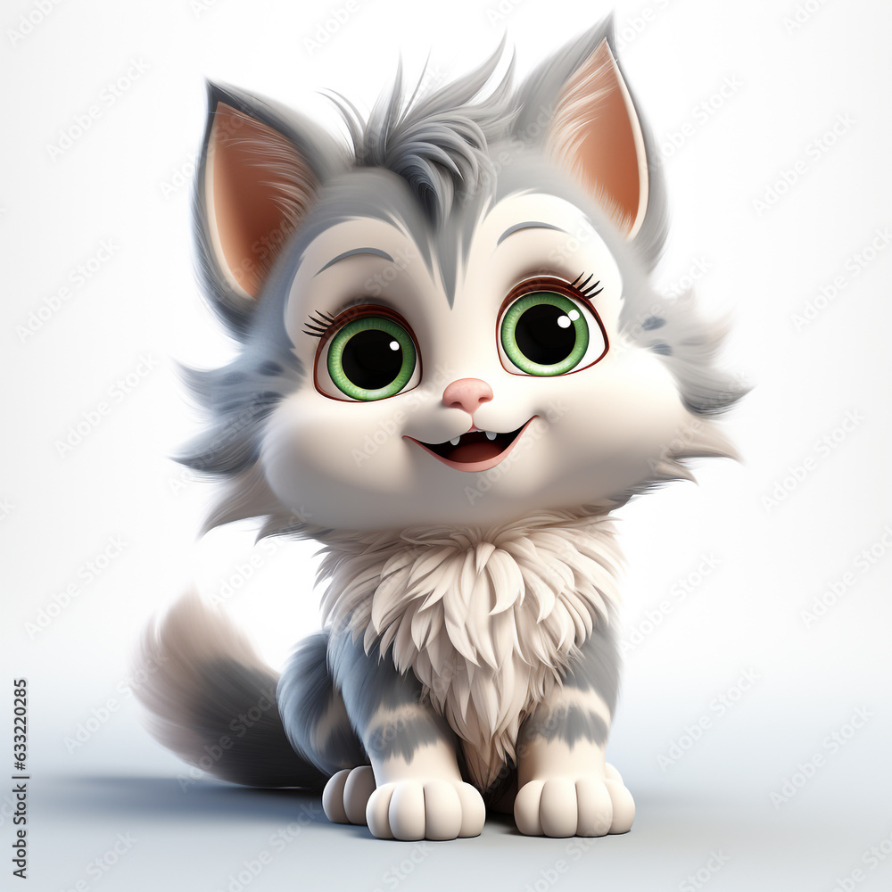 Cute cat cartoon on a white background