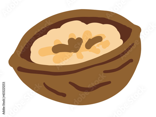 かわいい殻入りクルミ／手描きイラスト素材