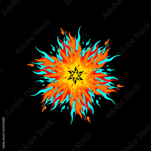 Circular symmetrical flame shape vector illustration