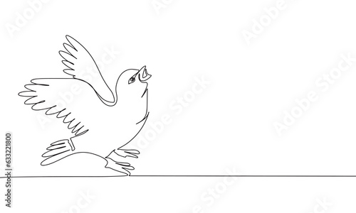 Bird one line continuous vector illustraiton. Line art concept bird banner. Outline, silhouette vector illustration. 