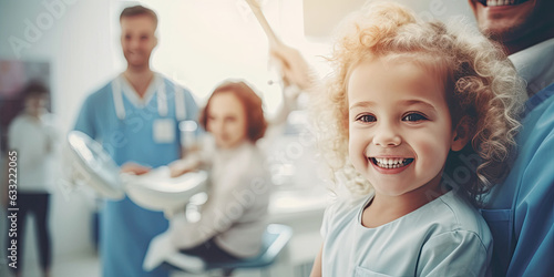back side dentist holding a equipment and Children's dentistry and hand doctor. Live funny photo of a child who laughs at the dentist's appointment and looks away.generative ai
