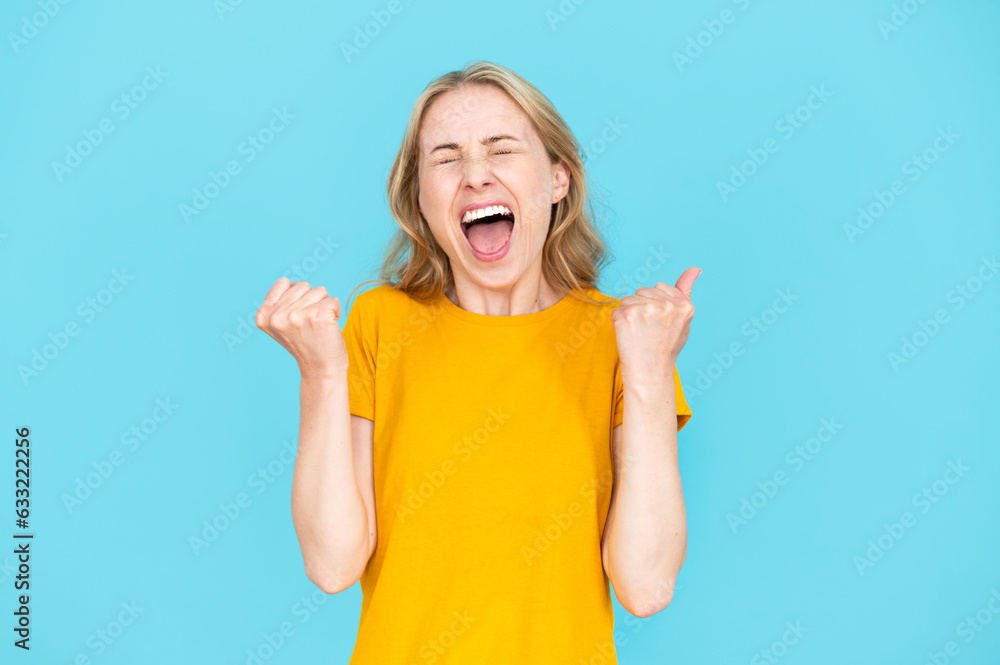 Ταπετσαρία Portrait of emotional screaming woman enjoying success or win