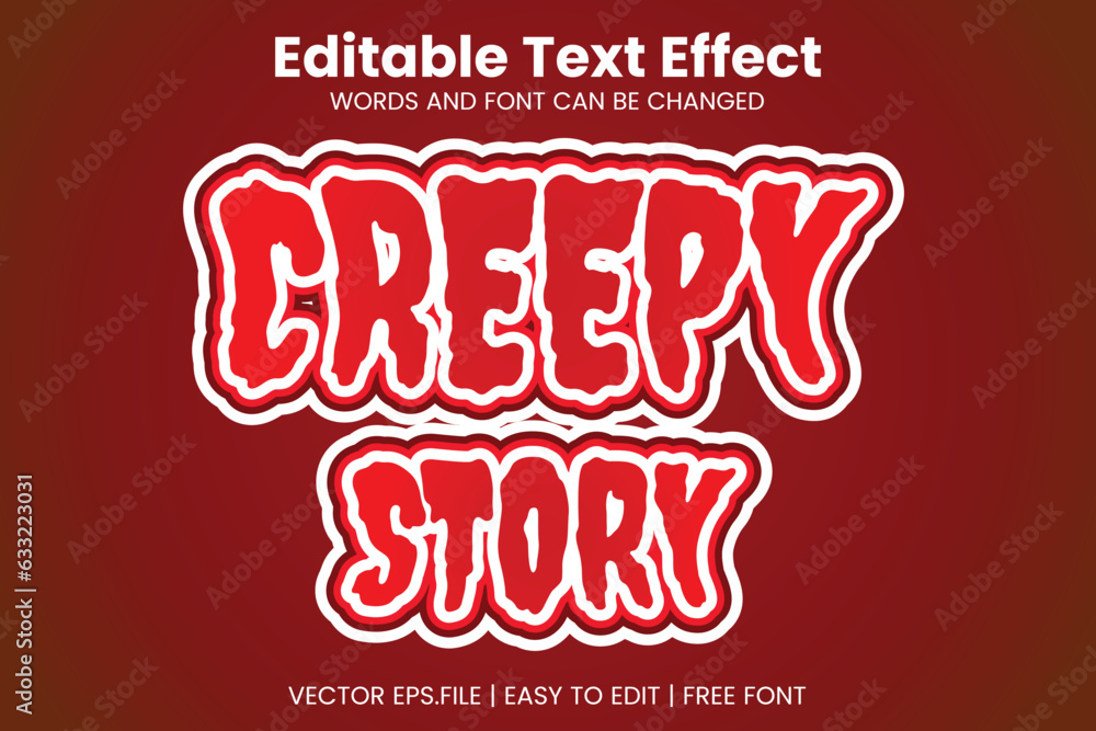 Vector Creepy Story editable text effect template Vector Creepy Story editable text effect template