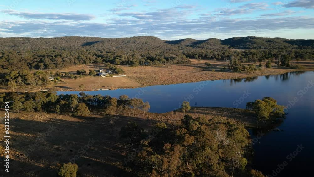 Aerial over Storm King in rural part of Stanthorpe, Queensland in the early morning in winter. Aerial over Storm King in rural part of Stanthorpe, Queensland in the early morning in winter.