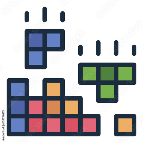 Tetris block game filled line icon