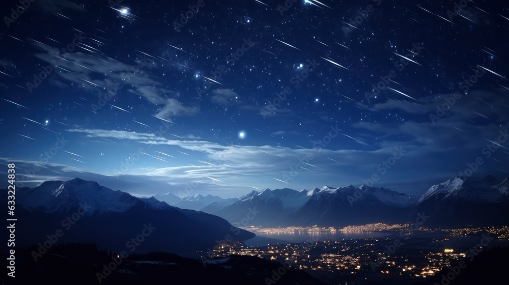 
Shooting stars in the night sky, 8k, qhd,