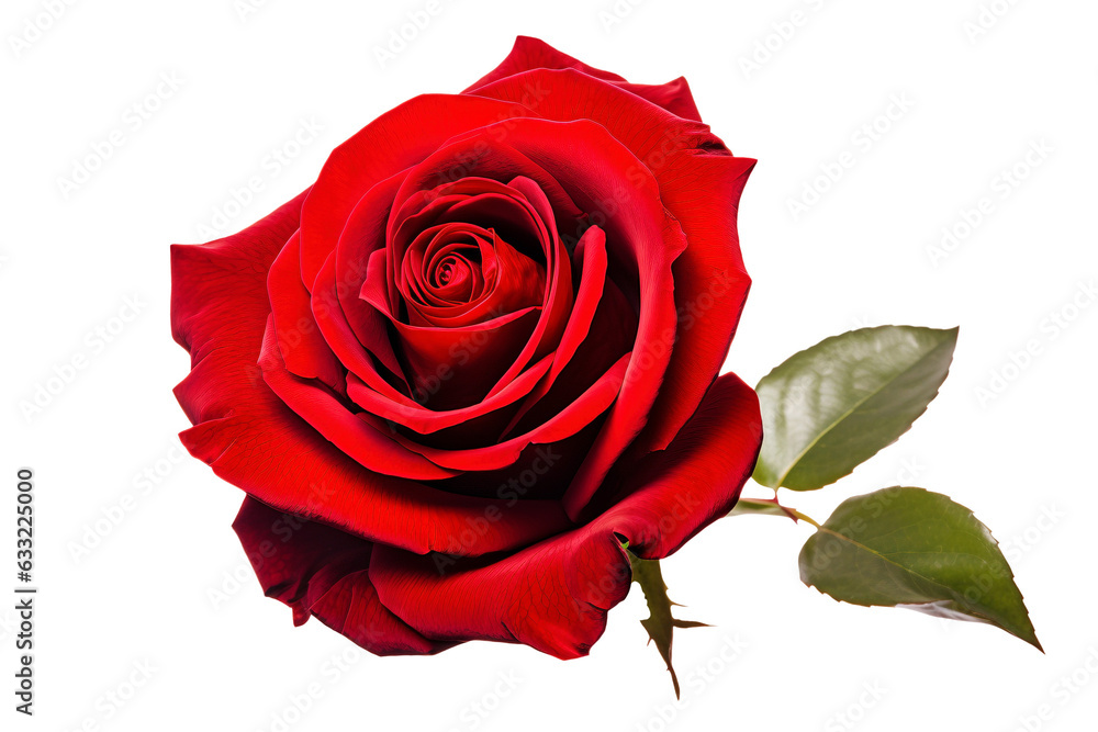 Naklejka premium Red colored rose flower on transparent background. 