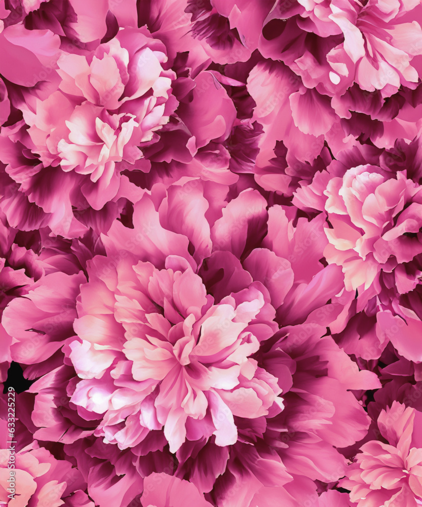 Wild pink beautiful peony flowers seamless pattern. Wild pink beautiful peony flowers seamless pattern.