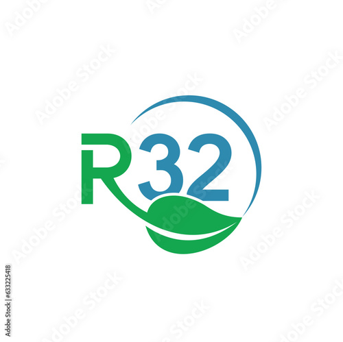 illustration of refrigerant r32, eco gas refrigerant.