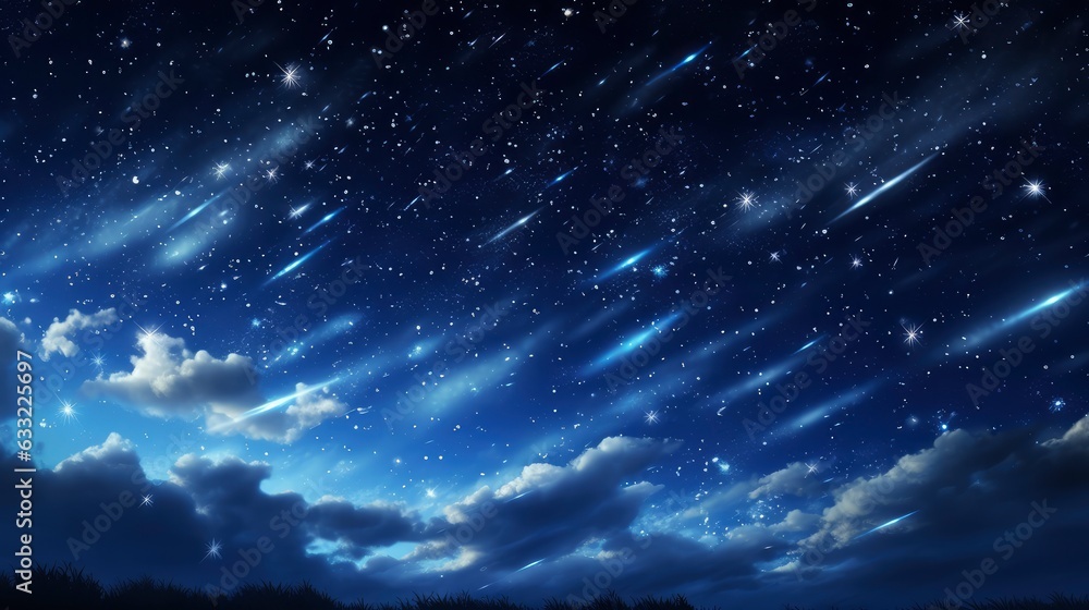 Naklejka premium Shooting stars in the night sky, 8k, qhd,