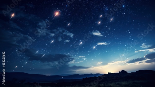  Shooting stars in the night sky, 8k, qhd,