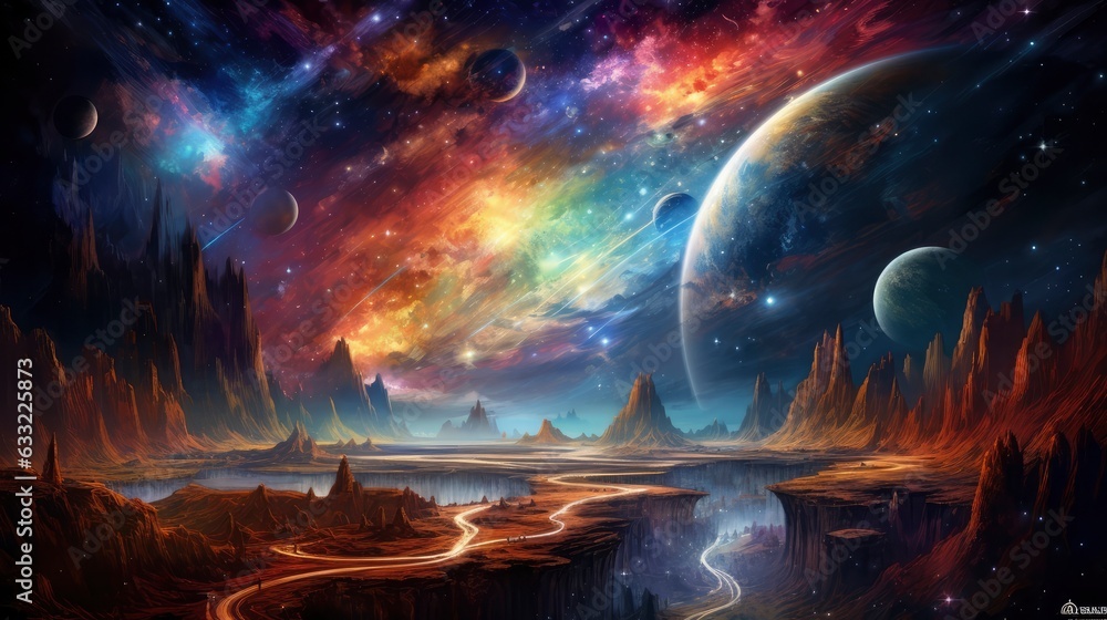Fototapeta premium The best view of the galaxy, universes, solar systems, planets, parallel realities,