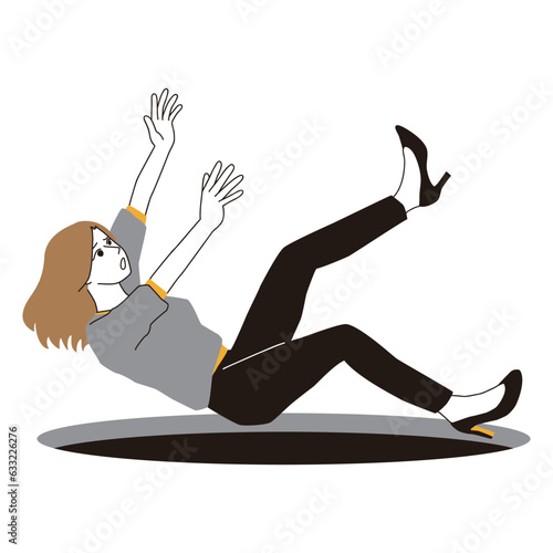 穴に落ちる女性