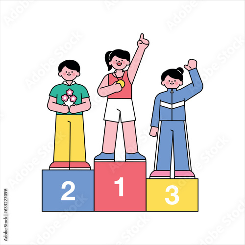 There are three players standing on the podium.