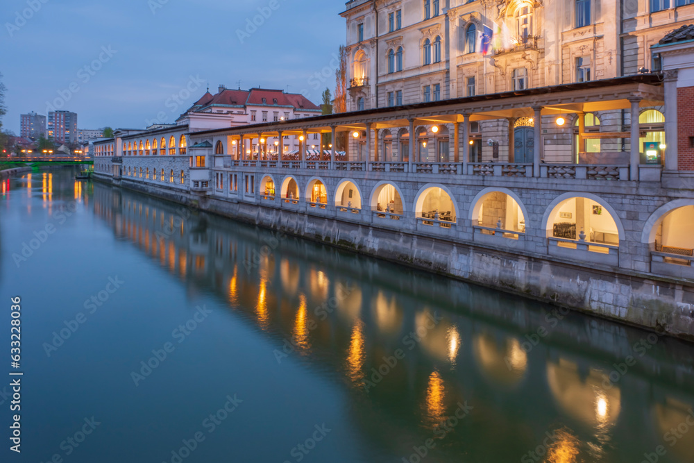 Slovenian capital Ljubljana views from the riverside and the city center Slovenian capital Ljubljana views from the riverside and the city center