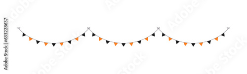 Cute Orange and Black Halloween Bunting Garland Illustration. Simple banner hanging party classy decor vector element.