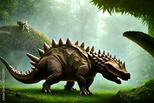 Stegosaurus Dinosaur  Generative AI Illustration