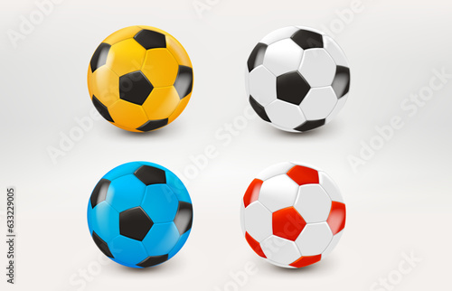 Color soccer ball icon with green check mark. 3d vector icon  