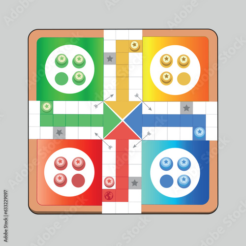 Ludo game vector illustration design. Vector ludo game board. ludo board design. ludo 3d board design.