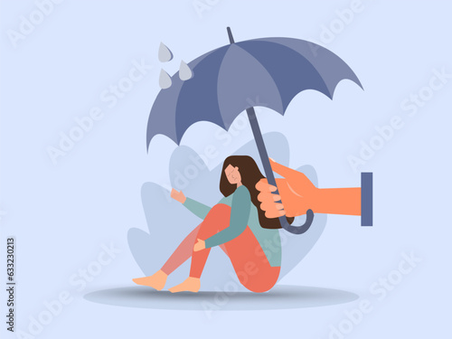 Supporting depressed crying woman under stress and psychological support. Psychotherapy and mental issues. support and aid for people under stress and depression over online services.