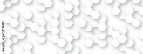 Hexagons background. White geometric background with hexagons. Vector illustration with honeycomb in realistic style.