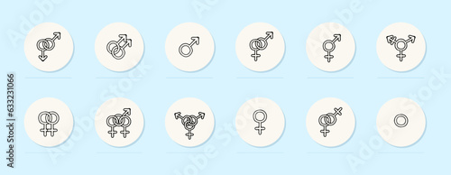Gender identity line icon. LGBT  masculinity  femininity  transgender  queer. Pastel color background. Vector line icon for business