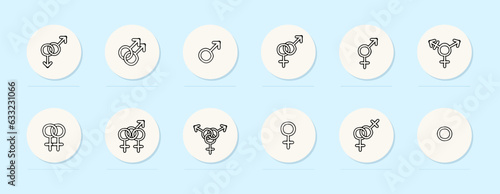 Gender identity line icon. LGBT, masculinity, femininity, transgender, queer. Pastel color background. Vector line icon for business