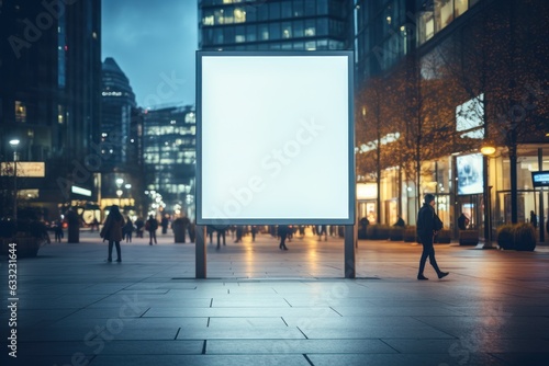 Digital Media Blank white mock up of advertising light box billboard at city background, advertising, Generative AI