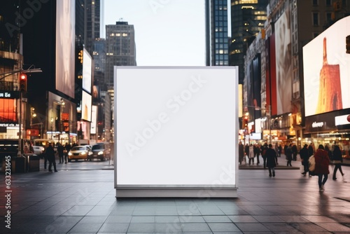 Digital Media Blank white mock up of advertising light box billboard at city background, advertising, Generative AI photo
