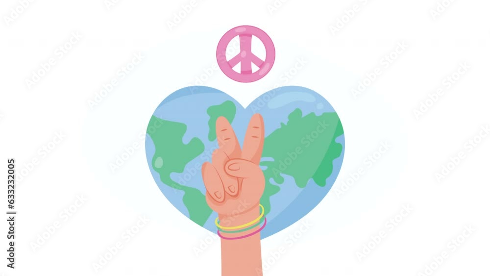 peace symbol in world planet animation peace symbol in world planet animation