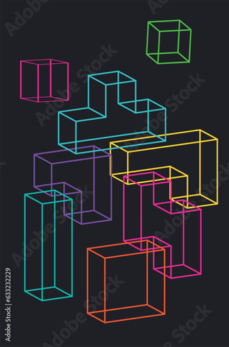 Outlined colorful bricks