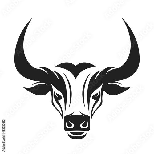 A bull head design isolated on transparent background. Wild Animals.