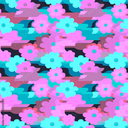 A floral graphic pattern, weaving together flowers and leaves in a harmonious design. This versatile pattern evokes natural beauty and elegance, suitable for textiles, wallpapers, and creative project