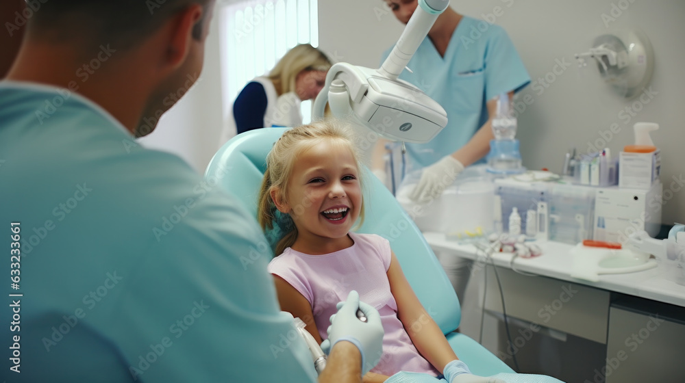 Little girl sitting in the dentists office Little girl sitting in the dentists office