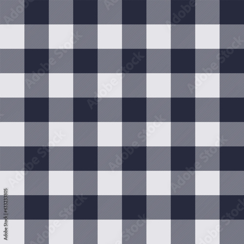 Seamless plaid and checkered patterns in dark blue and white for textile design. Gingham plaid pattern graphic background for a fabric print. Vector design.