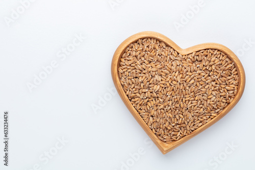 Wheat grain in a heart shape.