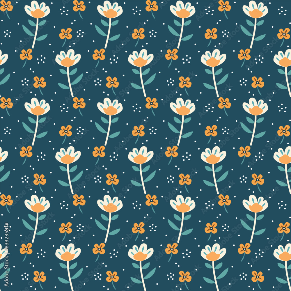 Fototapeta premium Abstract floral seamless pattern. Flower and drawn textures. Modern abstract design for paper, cover, fabric