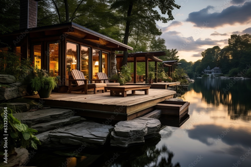Serene Lakeside Villa, Generative AI Serene Lakeside Villa, Generative AI