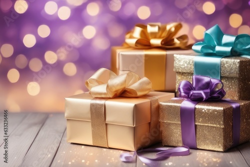 gift box with ribbon on bokeh background