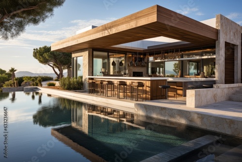 Villa With A Modern Outdoor Poolside, Generative AI  © Shooting Star Std