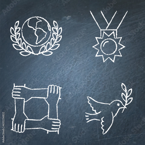 Peace diplomacy icon set on chalkboard