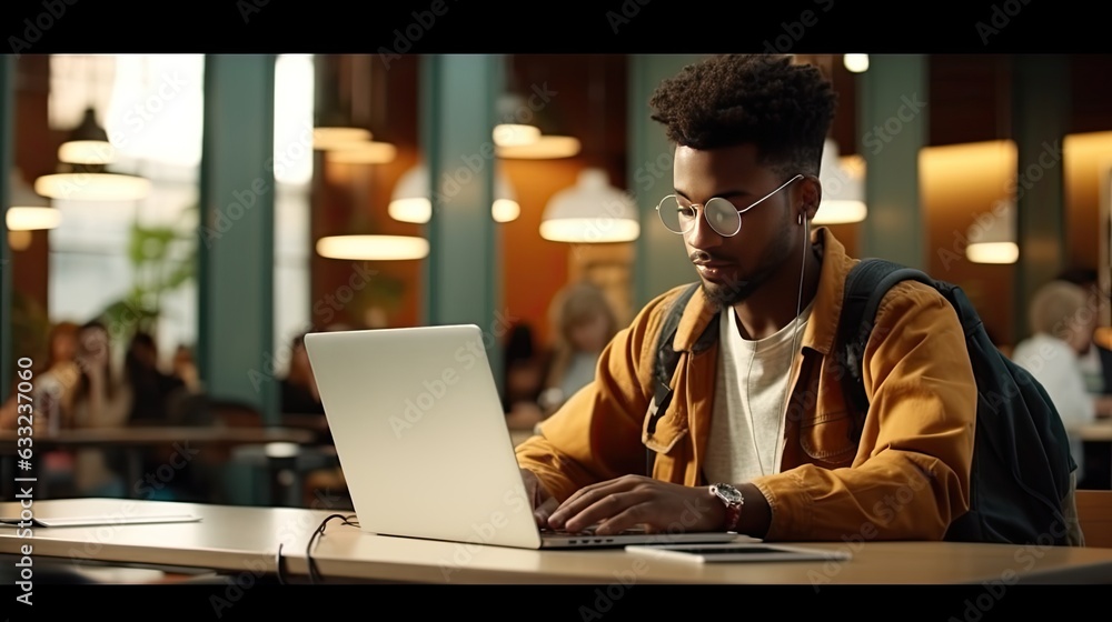 Young intelligent man studying for college in the library Young intelligent man studying for college in the library