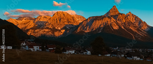 Fototapeta Naklejka Na Ścianę i Meble -  Alpine sunset or sundowner near Ehrwald, Reutte, Tyrol, Austria